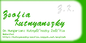 zsofia kutnyanszky business card